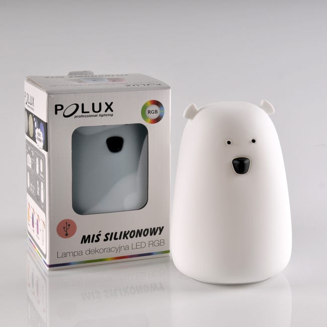 Lampka dziecięca MIŚ biała silikonowa RGB LED POLUX
