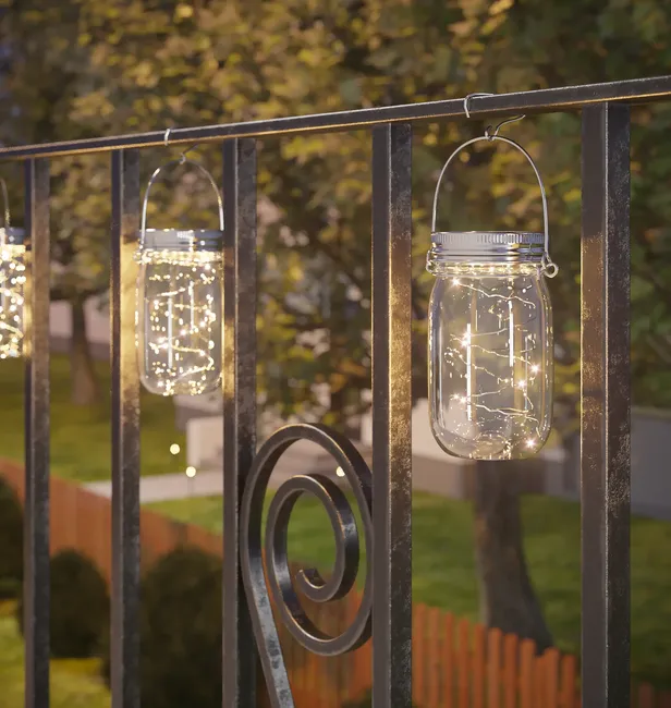 Lampka solarna SŁOIK z metalowym uchwytem IP44 POLUX