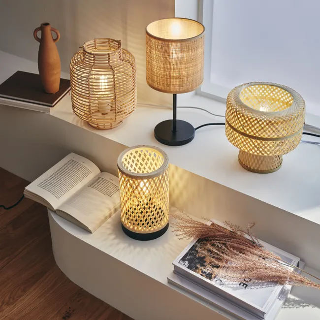 Lampka stołowa Carvi czarny raffia E27 Inspire