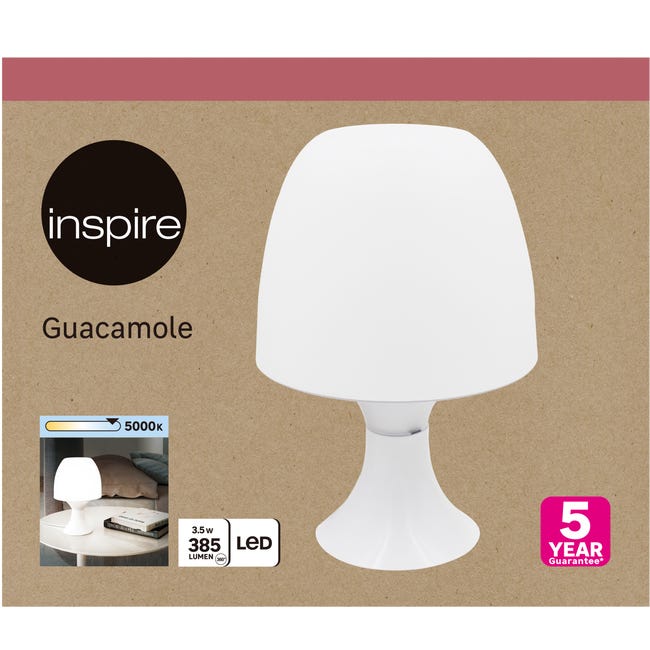 Lampka stołowa Guacamole biała LED Inspire