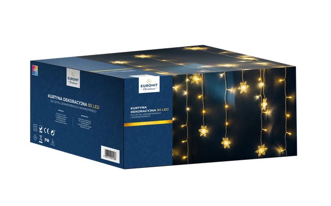 Lampki choinkowe wewnętrzne 1,65m 90 LED ciepła biel