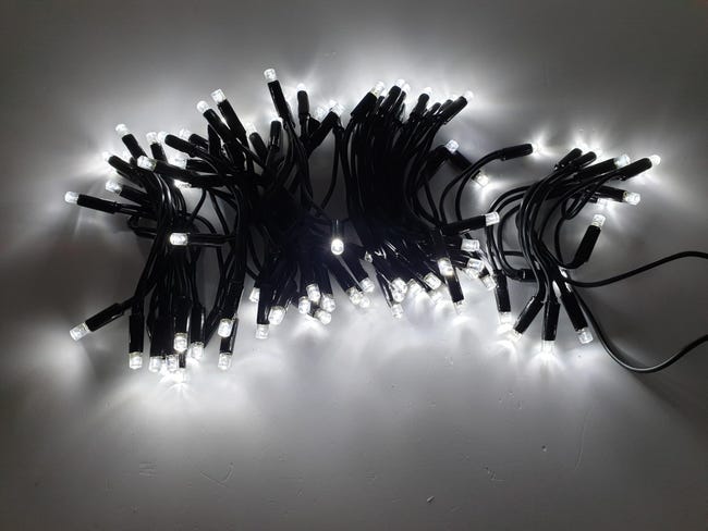 Lampki choinkowe wewnętrzne i zewnętrzne 500cm transformator 100 LED białe zimne