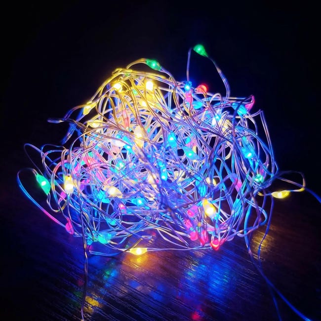 Lampki choinkowe wewnętrzne łezki 1m 100 LED multikolor