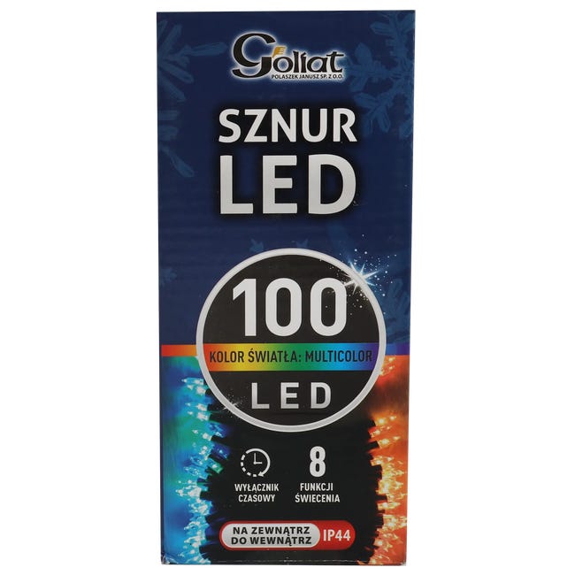 Lampki choinkowe zewnętrzne 100LED 8 funkcji multikolor