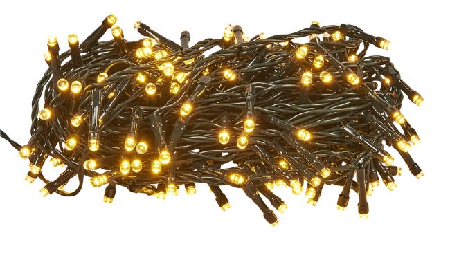 Lampki choinkowe zewnętrzne 10m 200 LED ciepła biel 8 funkcji