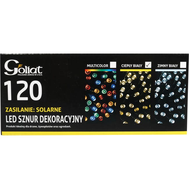 Lampki choinkowe zewnętrzne 12,52cm 120 LED ciepła biel
