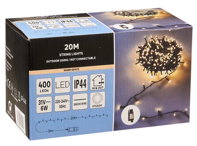 Lampki choinkowe zewnętrzne 15m 600 LED ciepła biel