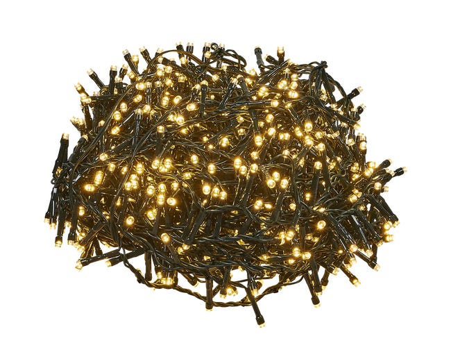 Lampki choinkowe zewnętrzne 25m 1000LED 8 funkcji ciepła biel