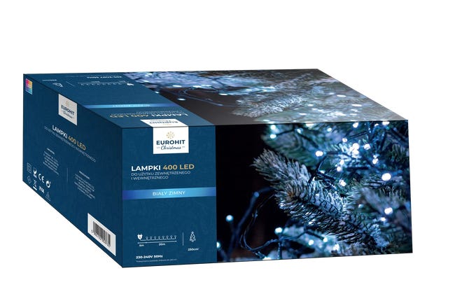 Lampki choinkowe zewnętrzne 2m 400 LED zimna biel