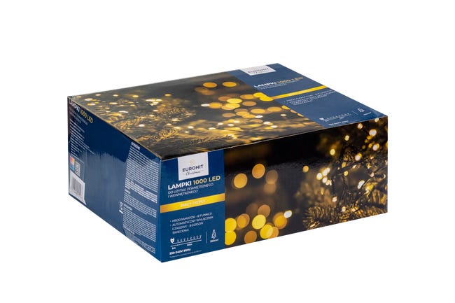 Lampki choinkowe zewnętrzne 50m 1000 LED ciepła biel
