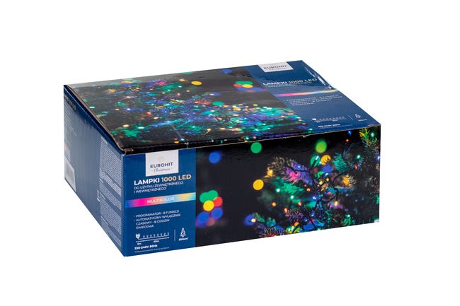 Lampki choinkowe zewnętrzne 50m 1000 LED programator