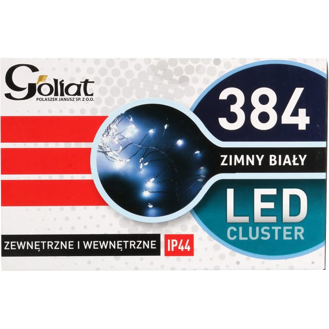 Lampki choinkowe zewnętrzne 5m 384 LED gąsienica białe