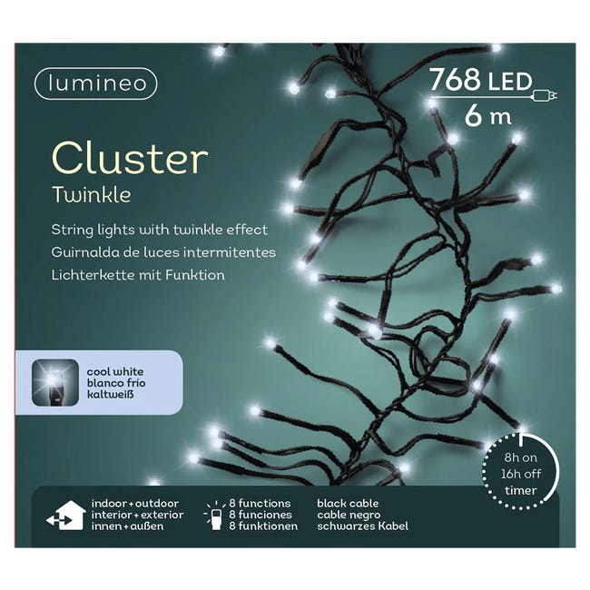 Lampki choinkowe zewnętrzne 6m 768LED zimna biel