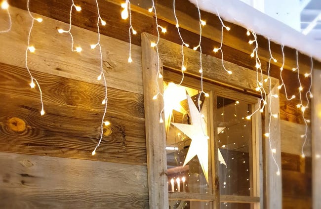 Lampki choinkowe zewnętrzne sople 10m 300 LED ciepła biel