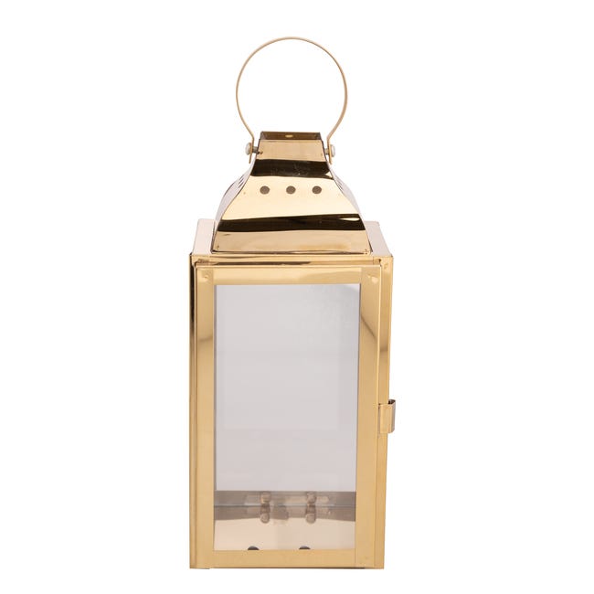 Latarenka na świeczkę metalowa wys. 20 cm złota