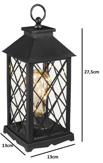 Latarenka z lampkami LED na baterie wys. 30 cm czarna