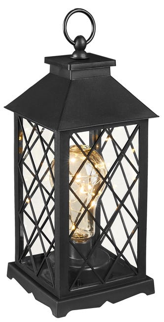 Latarenka z lampkami LED na baterie wys. 30 cm czarna
