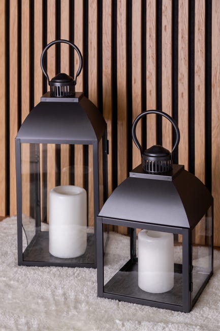 Latarnia na świecę metalowa wys. 35 cm czarna
