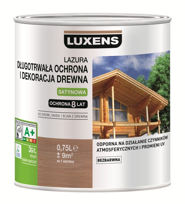 Lazura do drewna DŁUGOTRWAŁA OCHRONA I DEKORACJA DREWNA 0.75 l Bezbarwny LUXENS