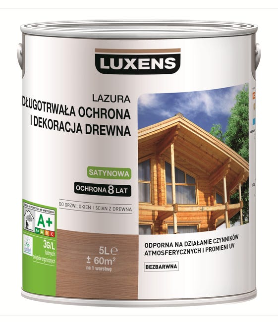Lazura do drewna DŁUGOTRWAŁA OCHRONA I DEKORACJA DREWNA 5 l Biały LUXENS