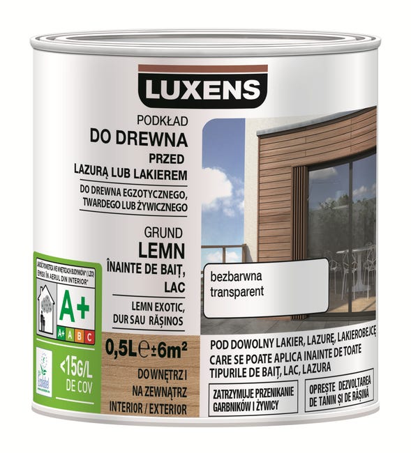 Lazura do drewna PODKŁADOWA 0.5 l Bezbarwny LUXENS