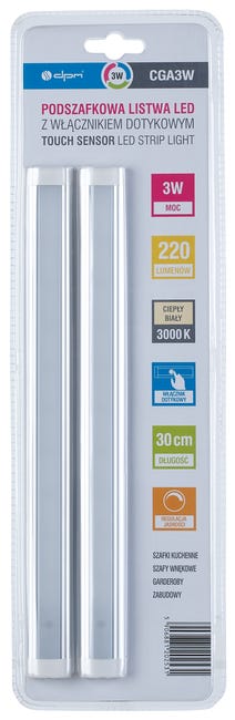 Listwa oświetleniowa LED z włącznikiem dotykowym 2 x 30 cm DPM