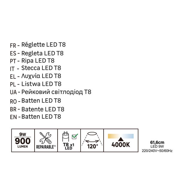 Listwa oświetleniowa T8 64 cm IP20 LED