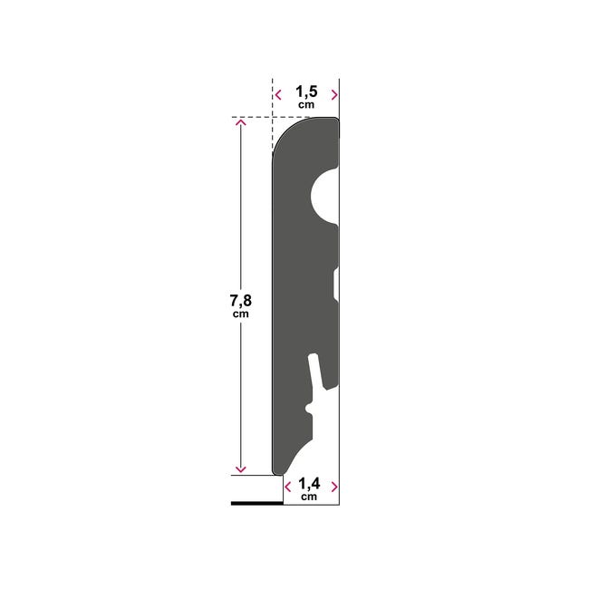 Listwa przypodłogowa MDF Łezka Biała 7.8 cm opakowanie 5 sztuk Artens