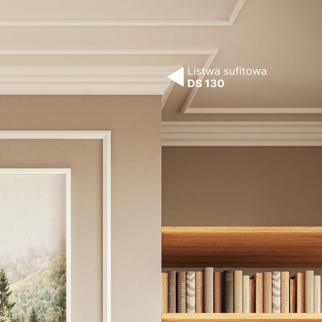 Listwa przysufitowa DS130 z polistyrenu 9.5 x 200 cm DMS