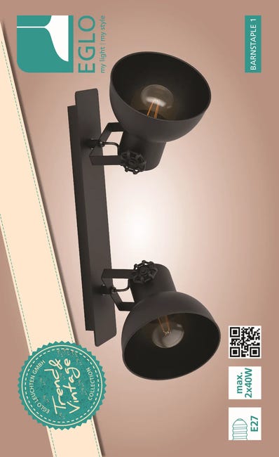 Listwa reflektorowa Barnstaple czarna 2 x E27 Eglo