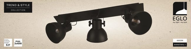 Listwa reflektorowa Barnstaple czarna 3 x E27 Eglo