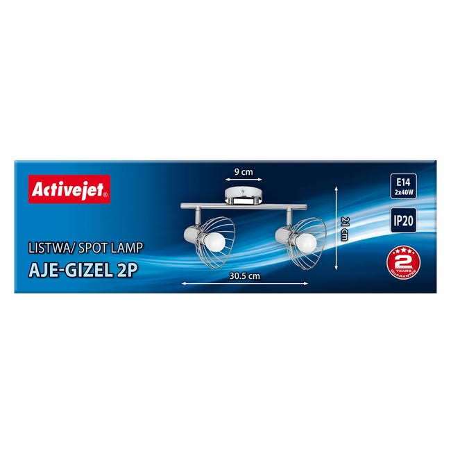 Listwa reflektorowa Gizel srebrna 2 x E14 Activejet