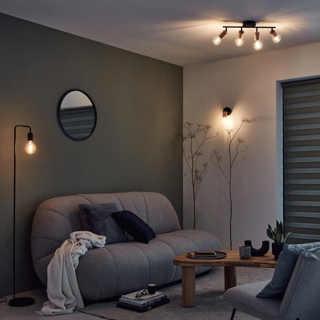 Listwa reflektorowa Lina czarna z drewnem 4 x E27 Inspire
