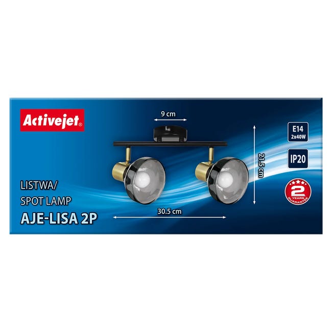 Listwa reflektorowa Lisa czarno-złota 2 x E14 Activejet