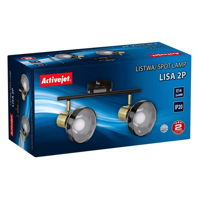 Listwa reflektorowa Lisa czarno-złota 2 x E14 Activejet