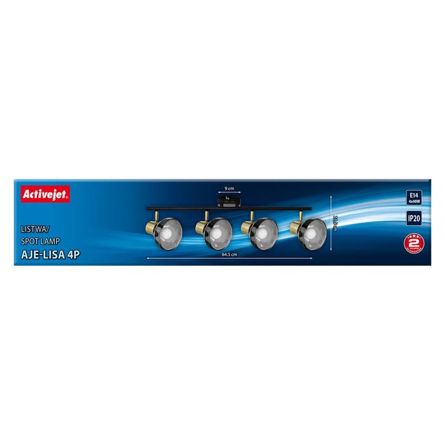 Listwa reflektorowa Lisa czarno-złota 4 x E14 Activejet