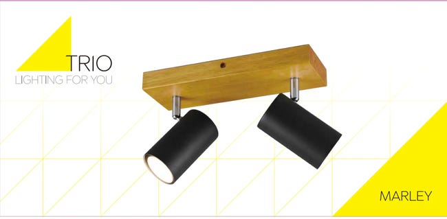 Listwa reflektorowa Marley czarna z drewnem GU10 Trio