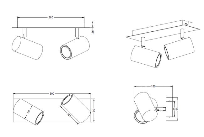 Listwa reflektorowa Marley mosiądz GU10 Trio