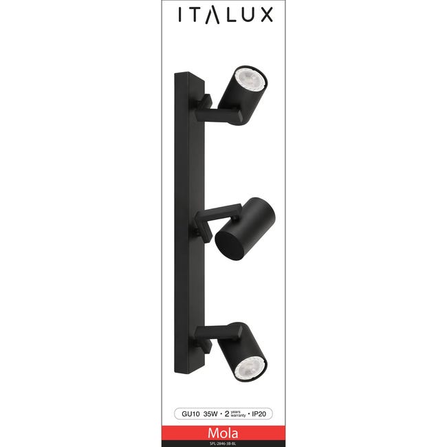 Listwa reflektorowa Mola czarna 3 x GU10 Italux
