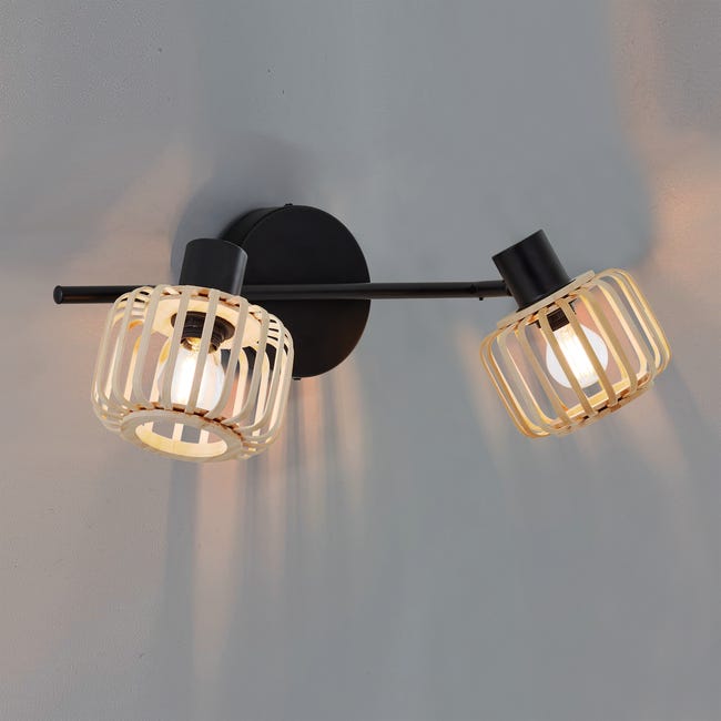 Listwa reflektorowa Pecan czarno-beżowa 2 x E14 Inspire