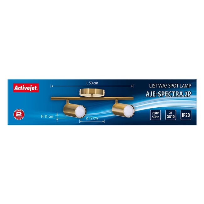 Listwa reflektorowa Spectra złota 2 x GU10 Activejet
