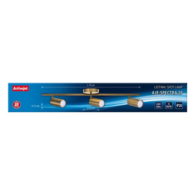 Listwa reflektorowa Spectra złota 3 x GU10 Activejet