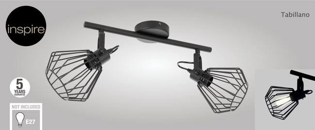 Listwa reflektorowa Tabillano czarna 2 x E27 Inspire