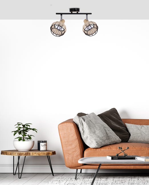 Listwa reflektorowa Tajga czarna z drewnem 2 x E14 Candellux