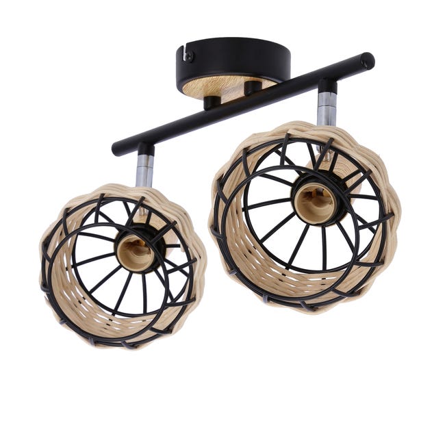 Listwa reflektorowa Tajga czarna z drewnem 2 x E14 Candellux