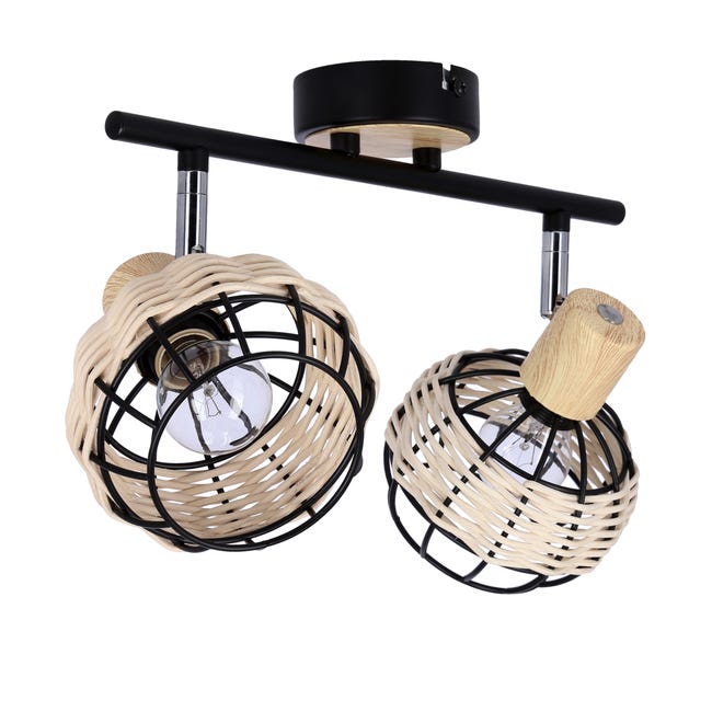 Listwa reflektorowa Tajga czarna z drewnem 2 x E14 Candellux