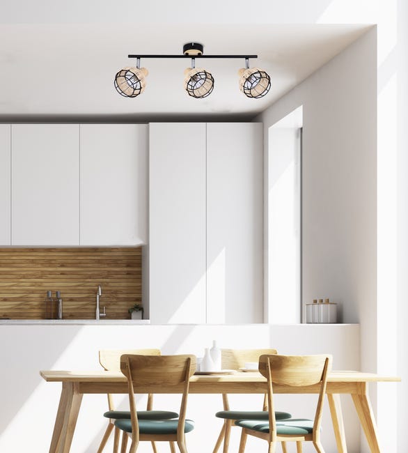 Listwa reflektorowa Tajga czarna z drewnem 3 x E14 Candellux