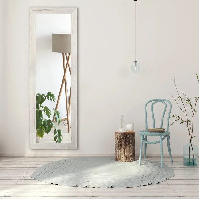 Lustro Jyvaskyla w ramie z MDF bielone 60 x 180 cm