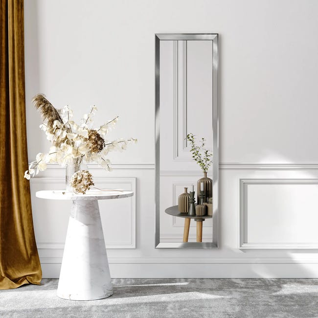 Lustro Lyon w ramie z MDF srebrne 47 x 147 cm