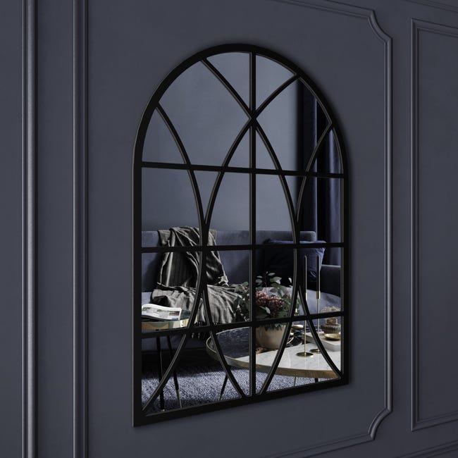 Lustro dekoracyjne Ornament Angelo czarne 69 x 95 cm
